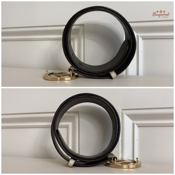 Authentic Gucci Cream Monogram Canvas Leather Interlocking G Buckle Belt 80/32 - Picture 9 of 13